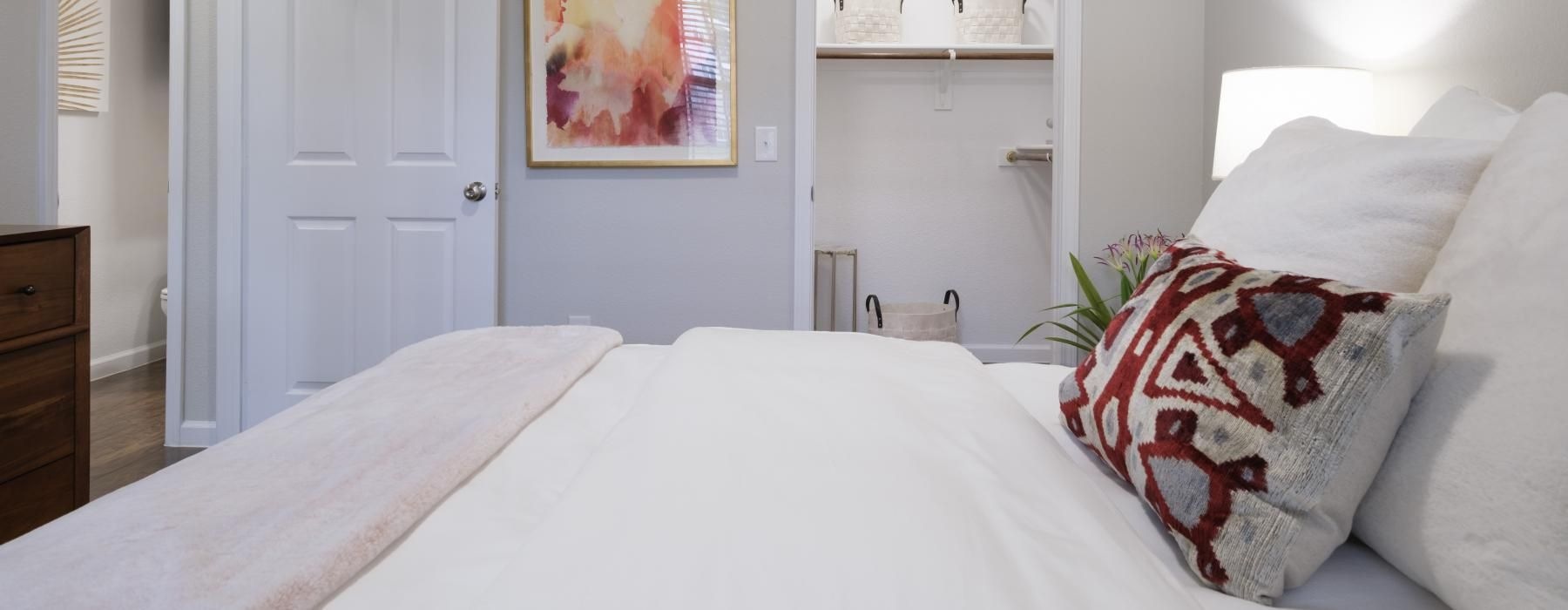 bedroom with a white bed